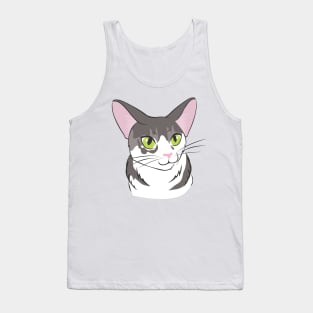 Gray and White Cat Tank Top